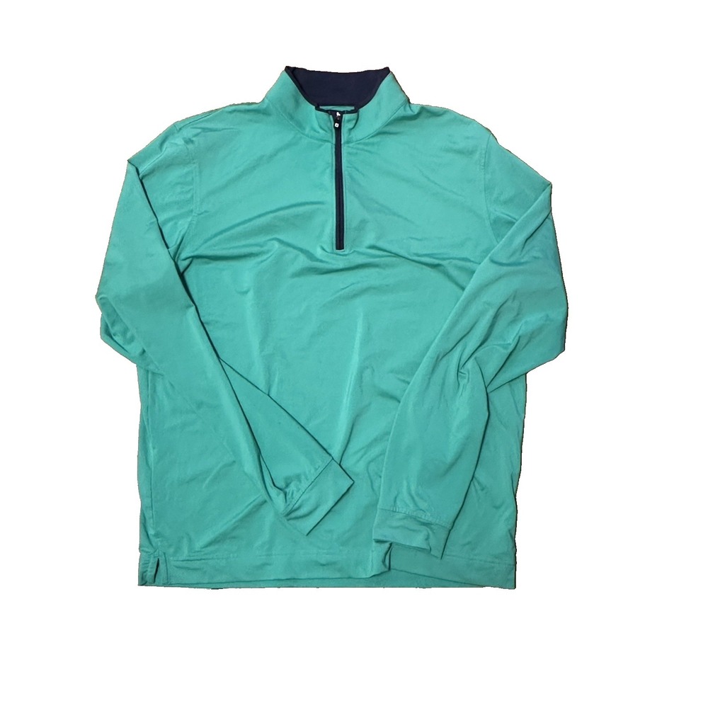 Footjoy Men's Size Medium Quarter‎ Zip Green Navy Pullover